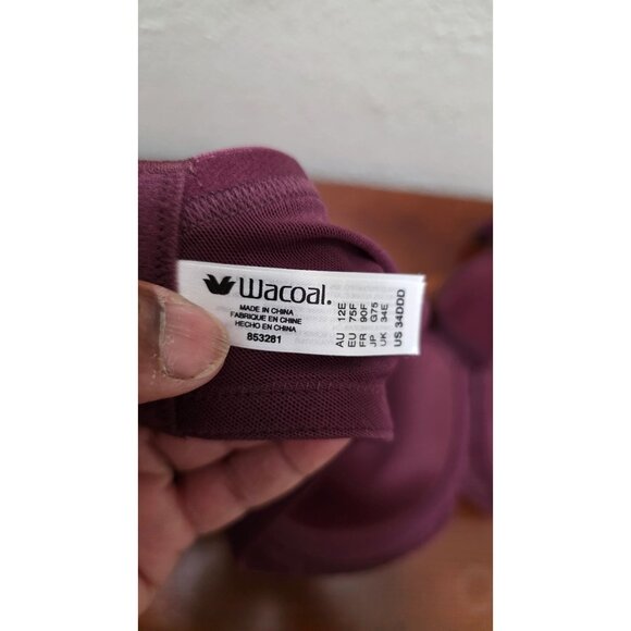 Wacoal Women's Burgundy Underwire Padded Bra Size 34DDD Adjustable Straps - Picture 6 of 7